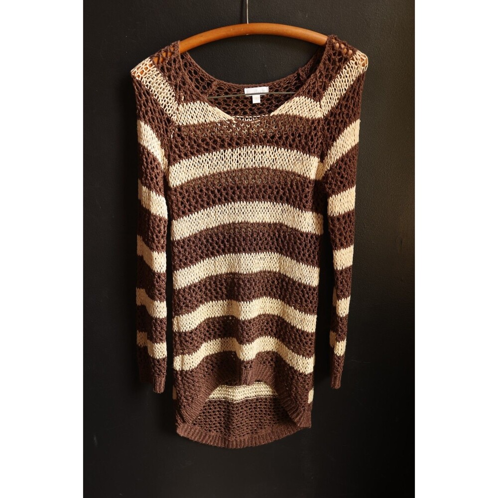 Vintage Y2K Knit Crochet Sweater Dark Academia Earthly Cottagecore Cholate Brown